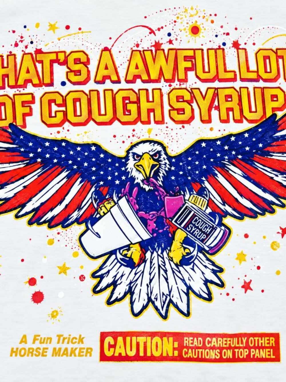 Awful Lot Of Cough Syrup Patriotic Eagle Graphic White Tee | Streetwear